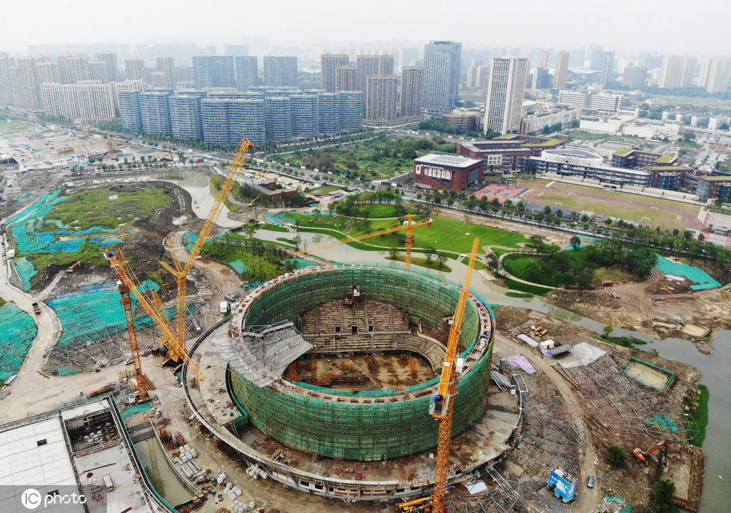 组图杭州亚运会乒乓球馆主体结构完工轮廓初现