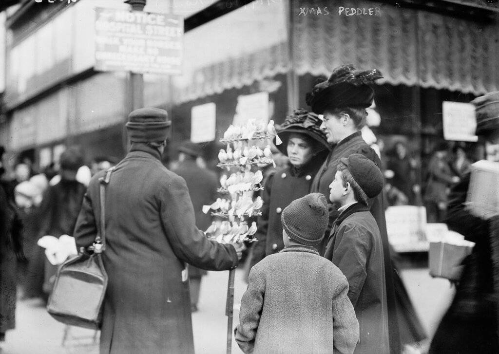 歷史老照片1910年紐約的聖誕節日購物