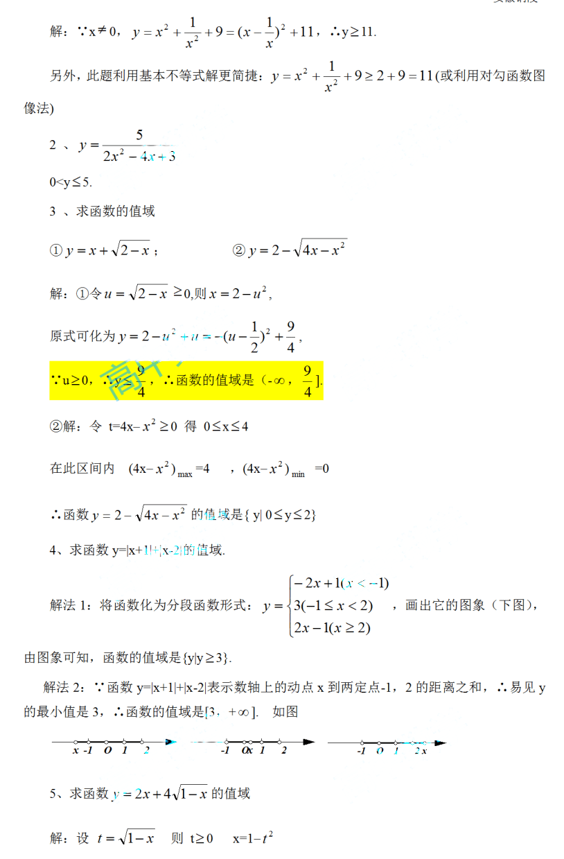 【邱崇整理】函數定義域,值域求法總結,收藏考試不丟分!