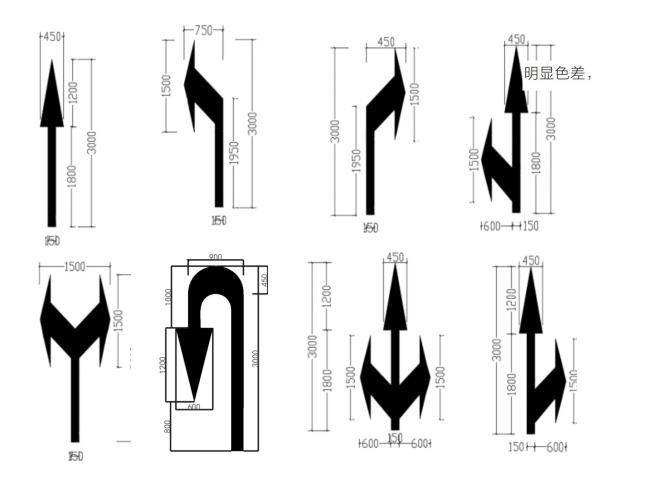 箭头尺寸图1,规格:l= 3000 mm箭头白色环.