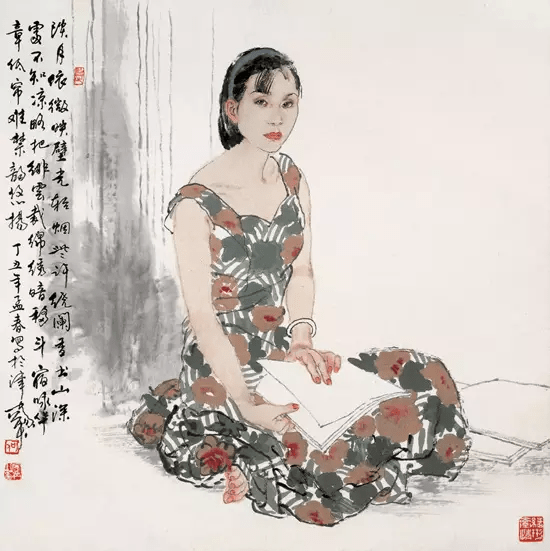 国画欣赏著名画家何家英画笔下的怜怜女儿态不同寻常的美感