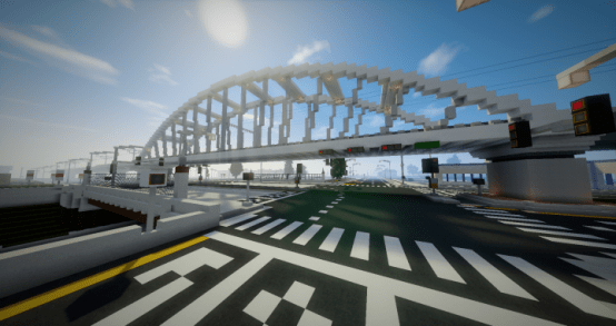 原创《我的世界》你还在坐船游泳?大神建千米跨海大桥 从此步行渡海