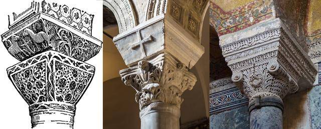 拜占庭柱式/byzantine columns,这种柱式明显不同以往,特别是柱头,不