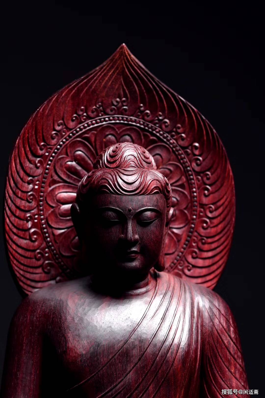 原创释迦牟尼佛摆件,印度小叶紫檀木雕佛像精品