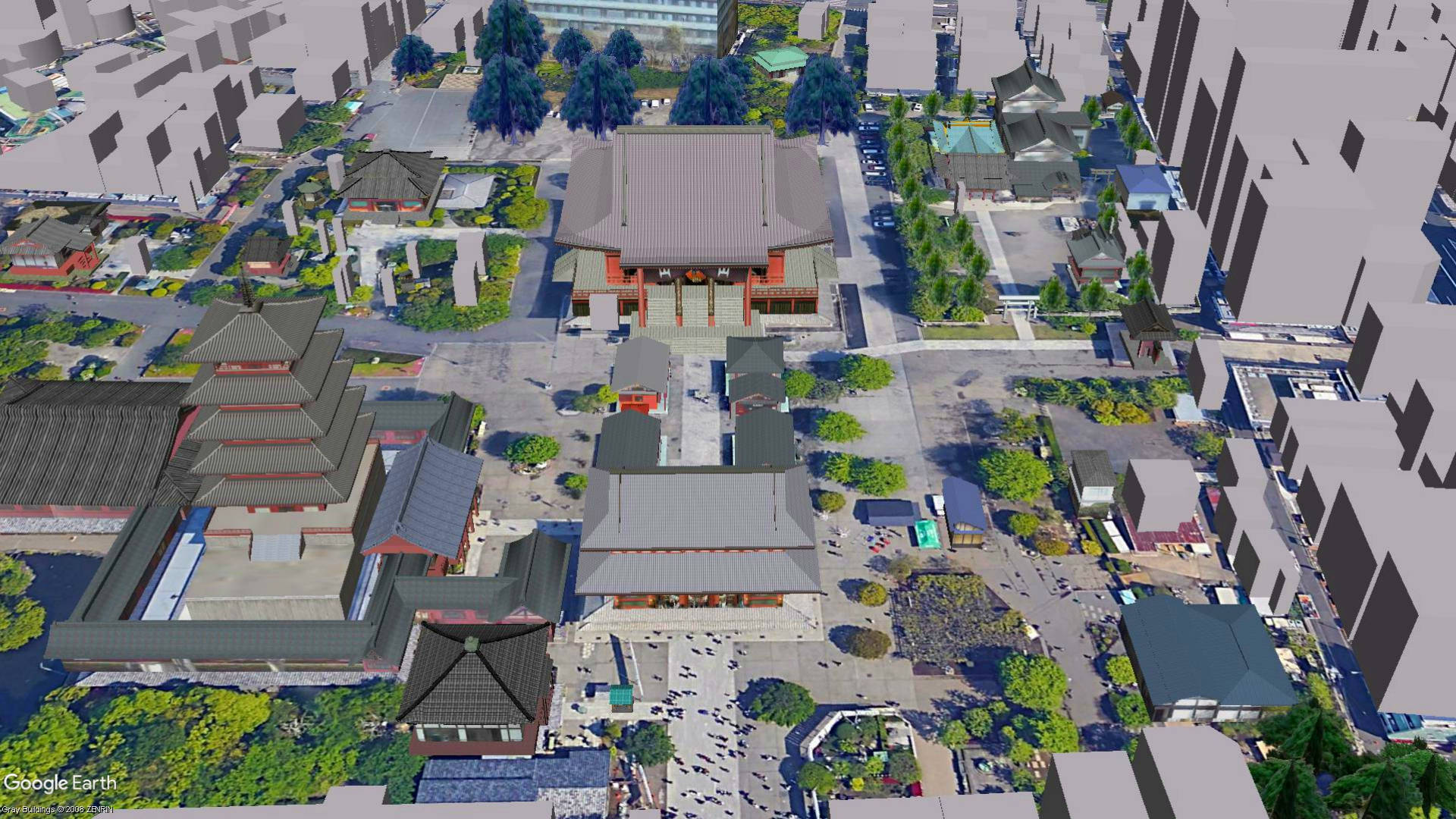 卫星看东京,国际大都市中有寺庙也有_浅草寺