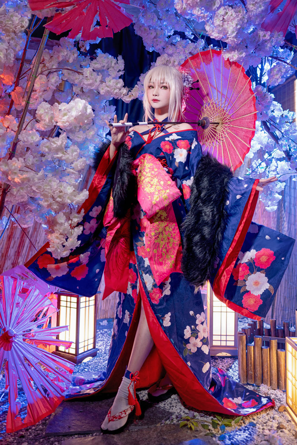 fate 吾王cos,一字肩和服优雅知性,这是master们的saber吗?