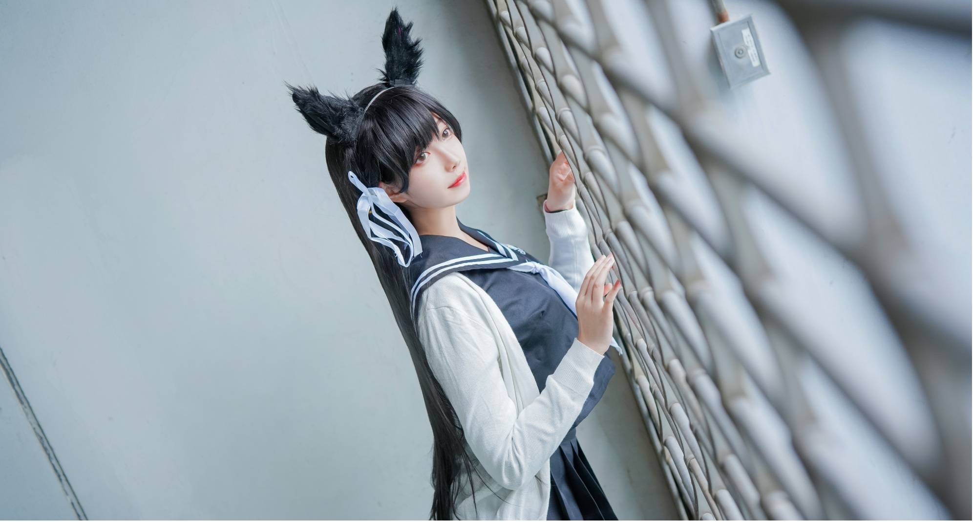 碧蓝航线犬cos,户外大胆鸭子坐,两套水手服无缝切换