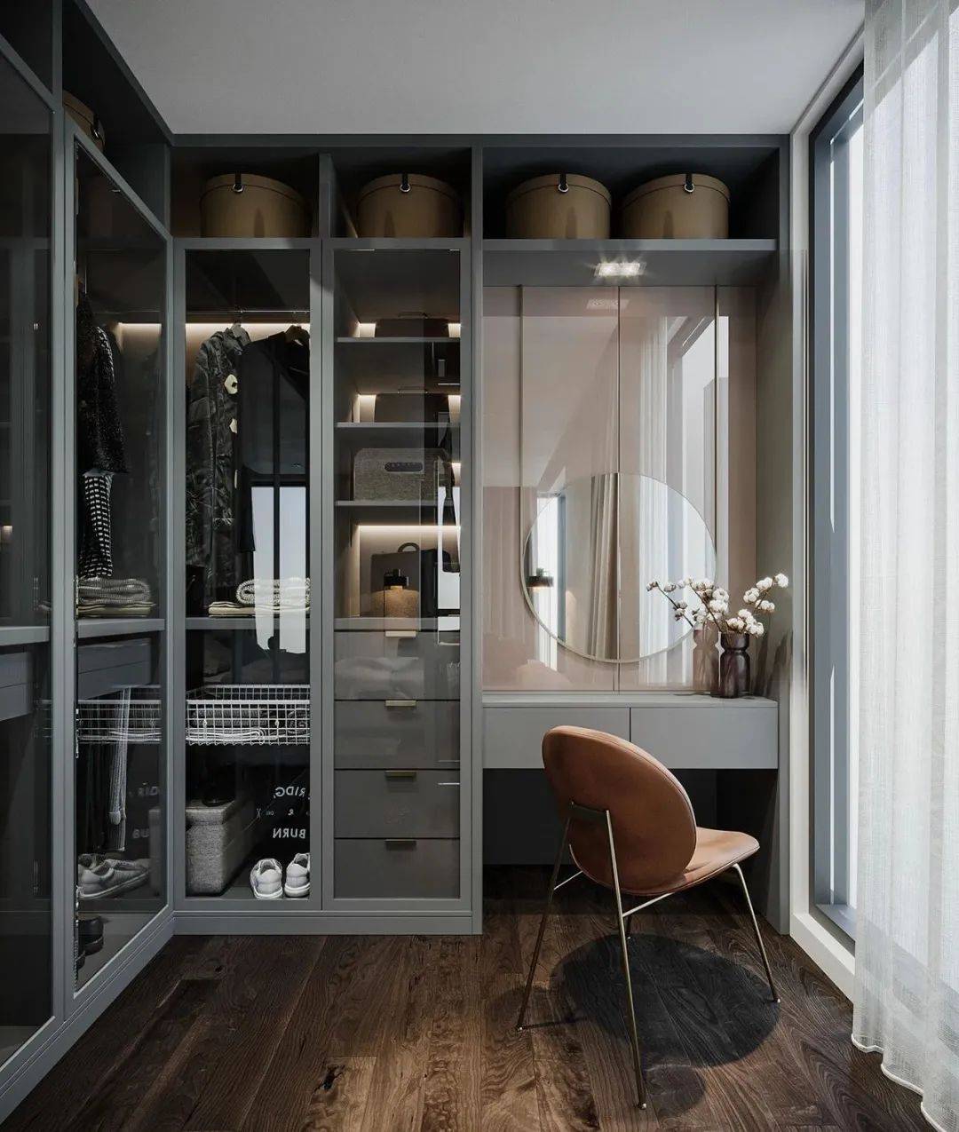 西安全屋定制宅尚木品:梳妆台 衣柜一体化设计,助你实现女神梦