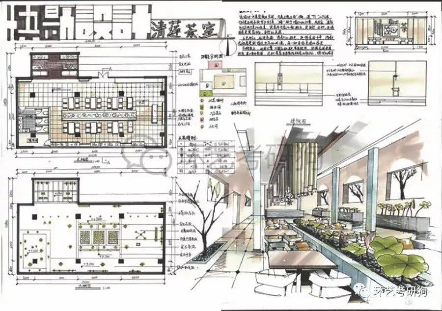 室內快題丨餐飲空間餐廳咖啡館茶室專題作品集錦環藝考研狗