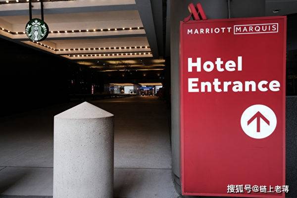 纽约市时代广场一家万豪酒店入口.