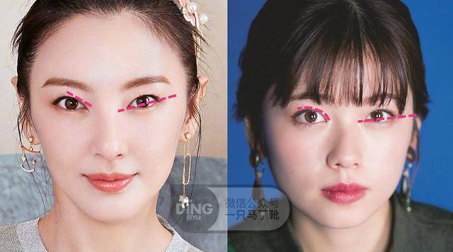 内眼角特别尖,眼睛线条很直,上扬的幅度还很明显,就自带一种犀利冷感