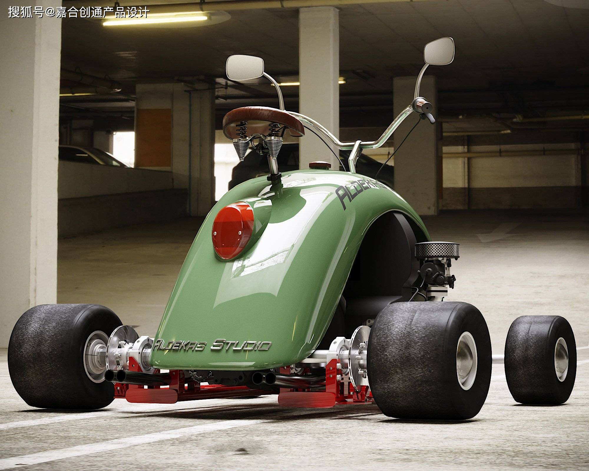 嘉合创通说设计由一辆大众甲壳虫汽车改装而成的卡丁车