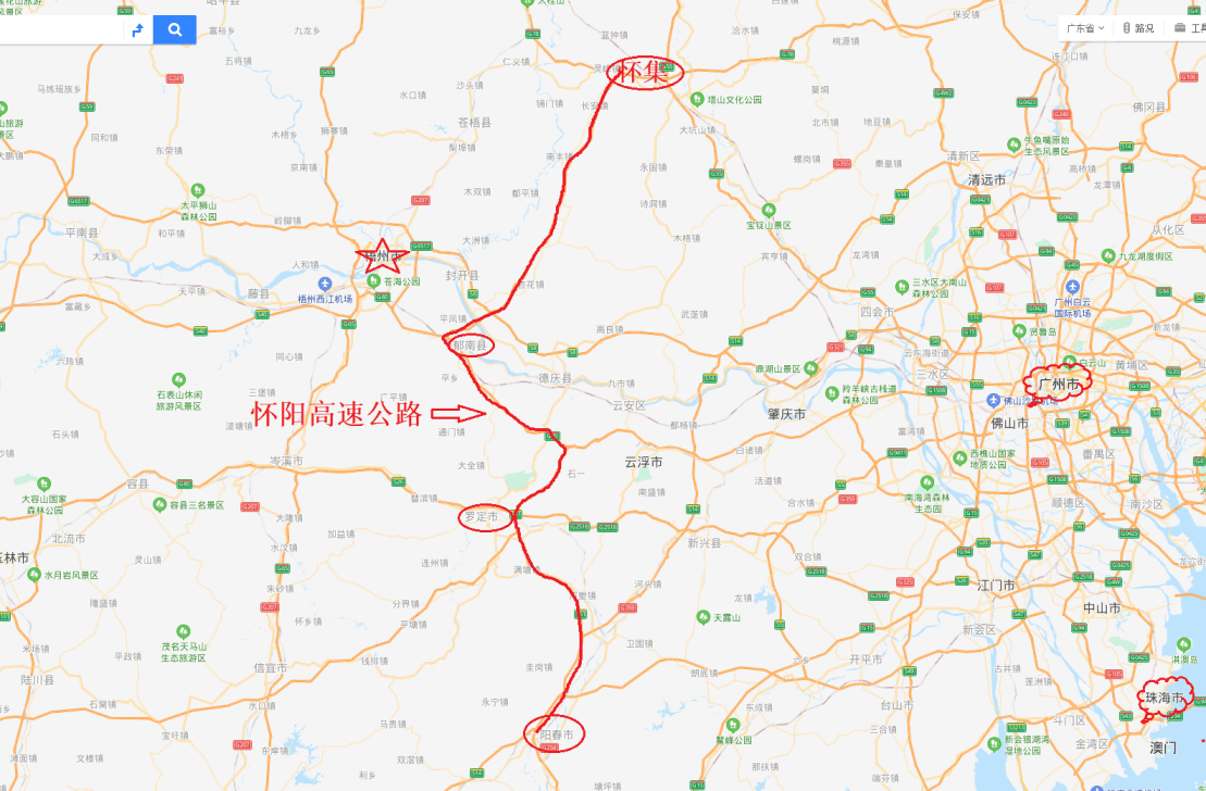 广东怀阳高速地图图片