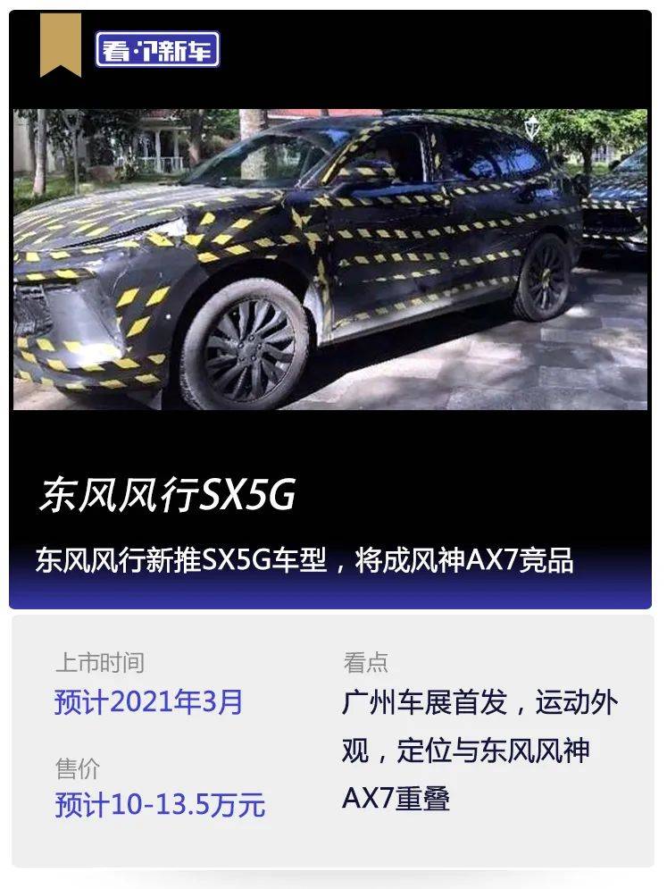 看个新车丨东风风行新推sx5g车型,将成风神ax7竞品