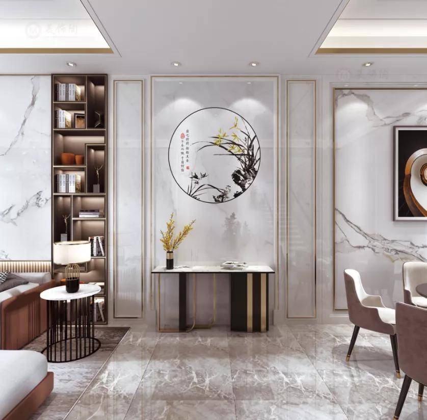 济南妙彩冰晶画:玄关石材艺术玄关背景墙