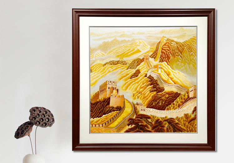 品绣者湘绣万里长城气势磅礴巍峨手工刺绣