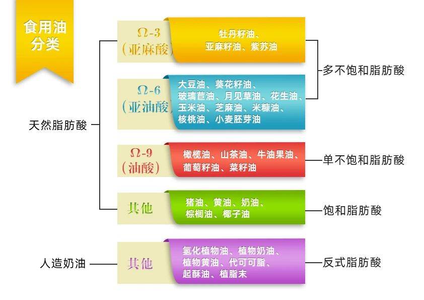 请看下图食用油分类:为什么是说刻意,因为omega-3脂肪酸是人体自身不