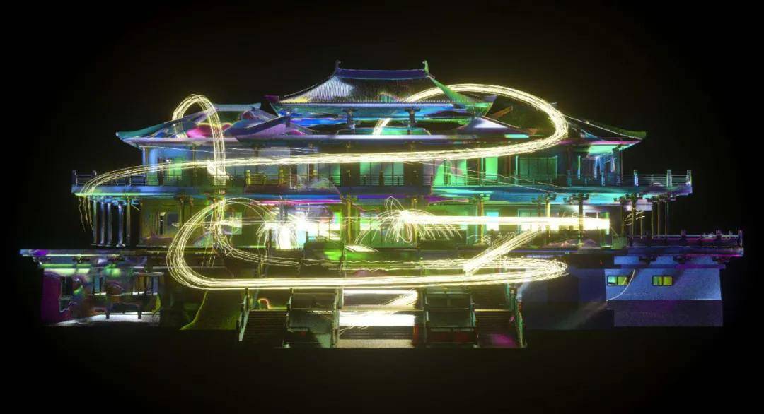 商丘汉梁文化园上演3d全息建筑投影秀