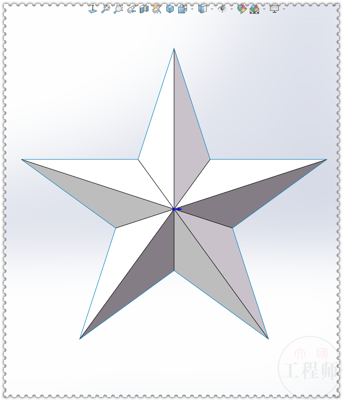 在solidworks裡用一個掃描畫出一個五角星