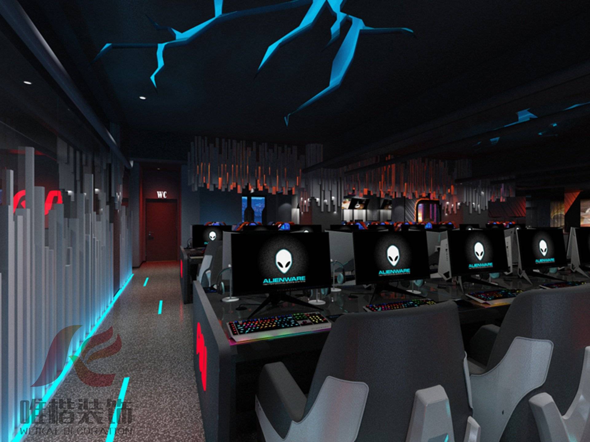 重庆万州200平小网吧装修设计案例