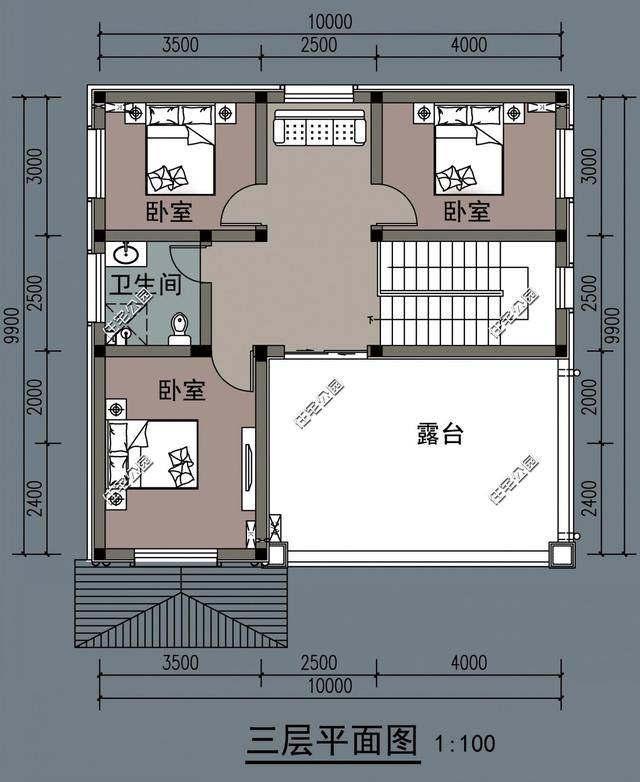面宽10米,进深11米,这样的户型在农村极为常见.