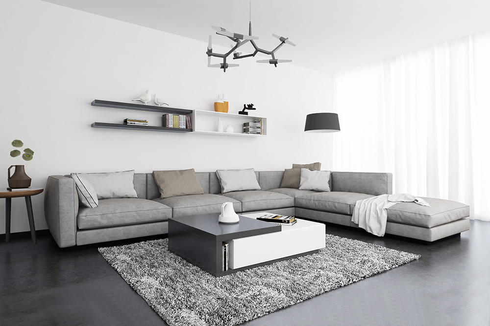 硬装或是软装都有奶奶灰颜色的布置,由其是客厅内作为主要家具的沙发