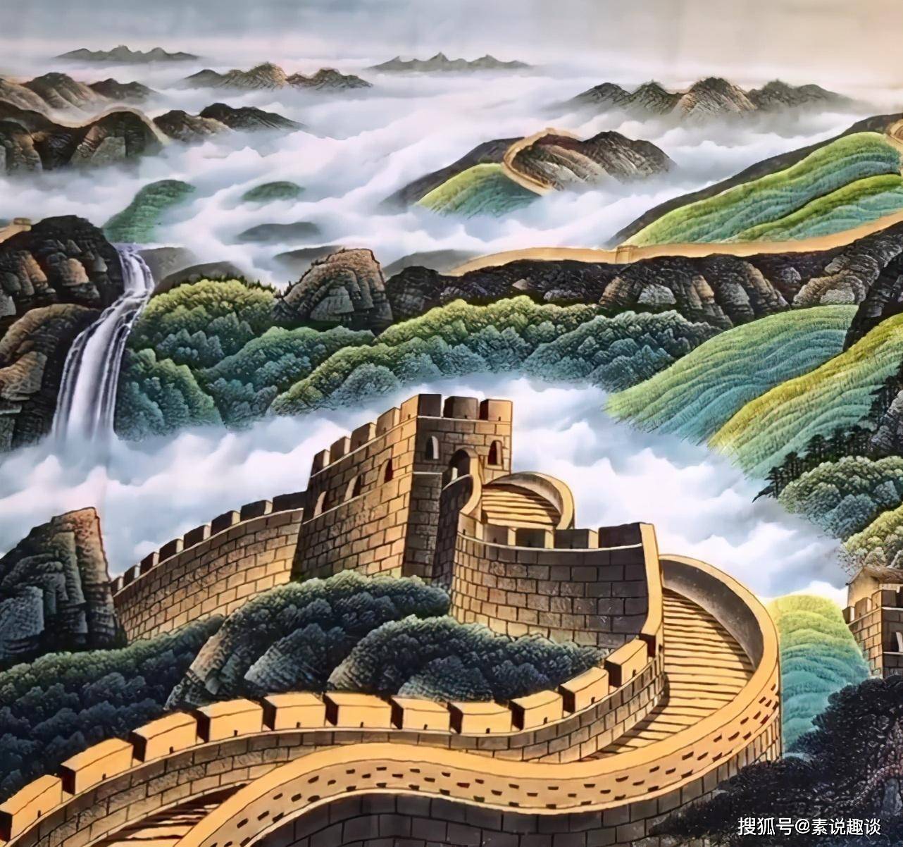 民间高手画长城如金龙盘绕,细节绘画太认真,连龙鳞都清晰可见