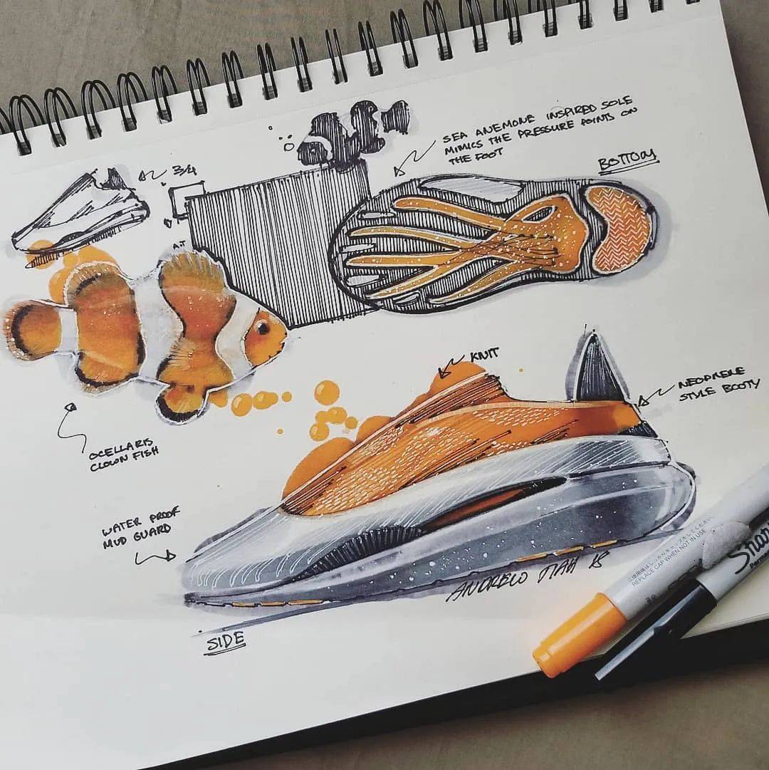 工业设计考研的同学学习一下大神的仿生鞋画法