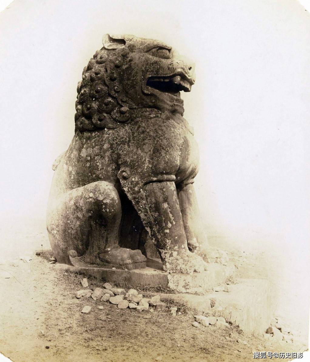 1914年陕西乾陵石像旧照，石刻马身两翼雕以卷云纹-搜狐大视野-搜狐新闻