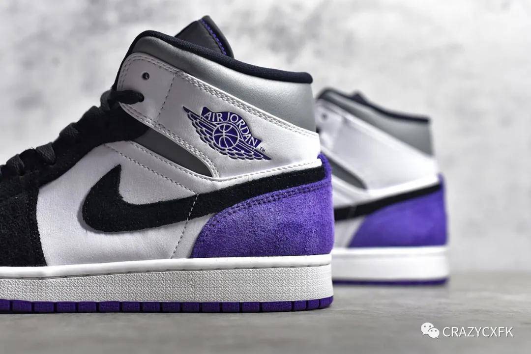 乔丹运动鞋 air jordan 1 mid se varsity purple aj1 黑紫麂皮
