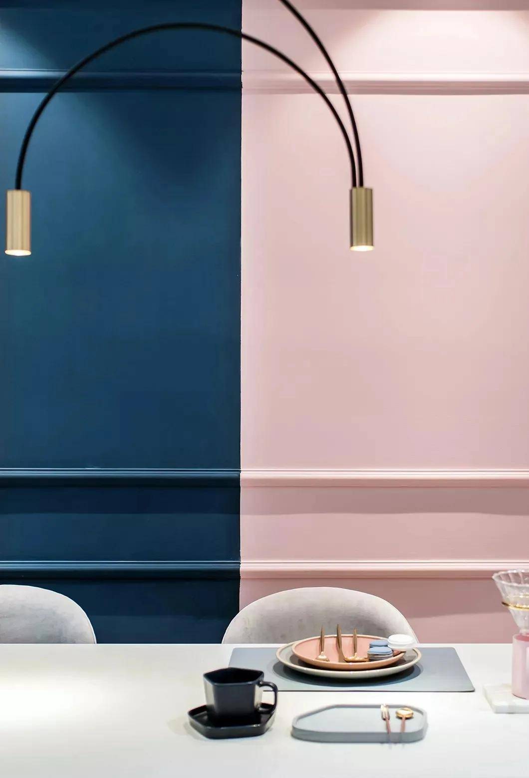 89㎡现代轻奢风格新房装修粉蓝拼色背景墙惊艳