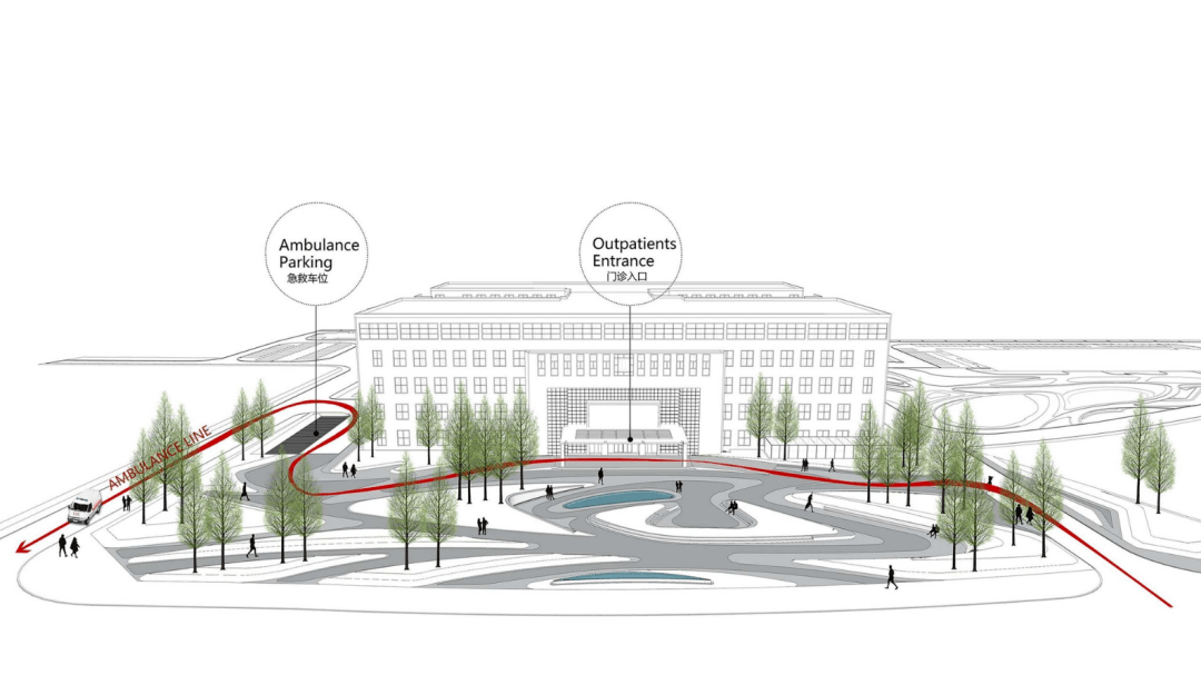 案例盤州人民醫院前廣場公共空間曲線設計延伸重疊和往復