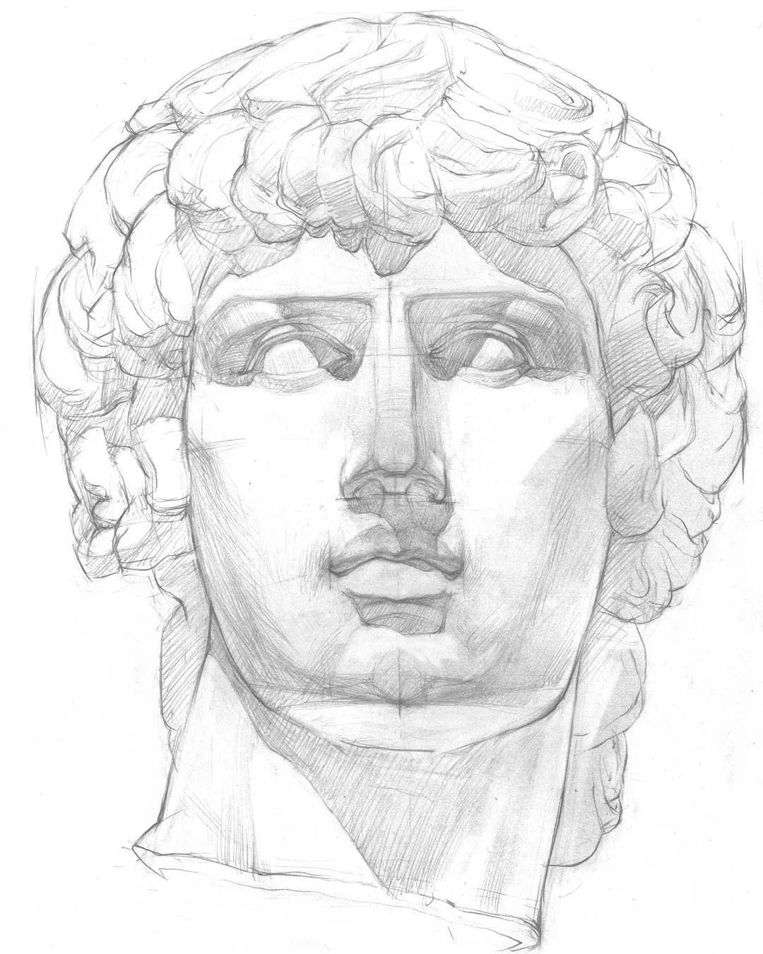 华溯分享造型严谨刻画细致国外素描几何体石膏像和头像作品欣赏