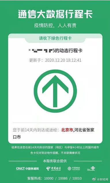 北京市行程卡上被标红，路过中风险地区，行程码会变红吗？