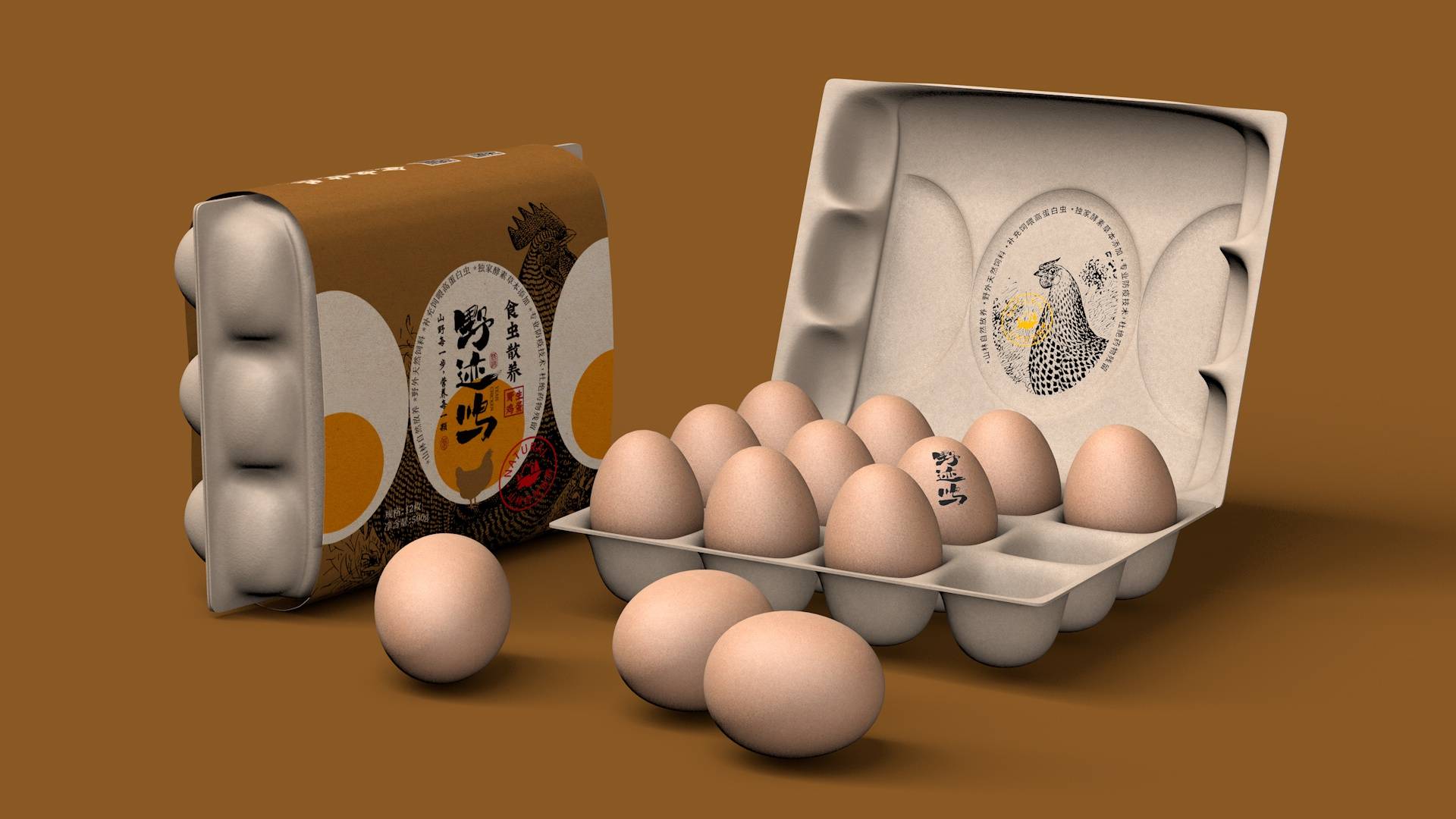 野迹鸣土鸡蛋包装设计_视觉