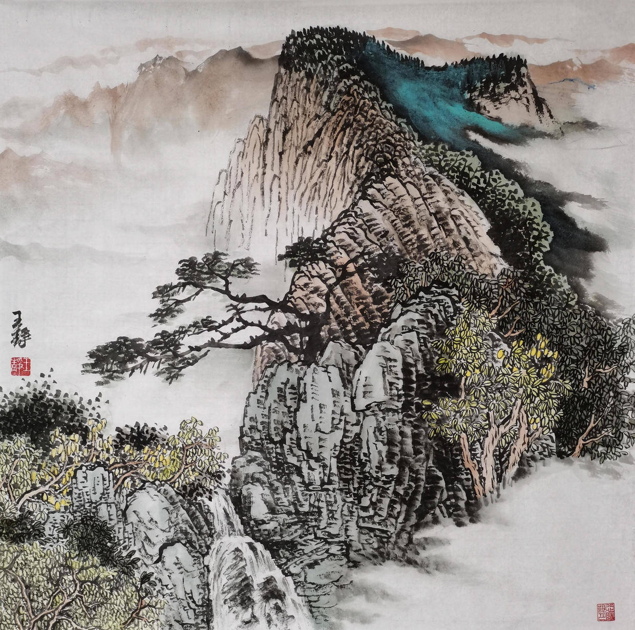 《画游凤凰山》 70cmx70cm宋文红 《秋染凤凰山》 69cmx69cm王海峰