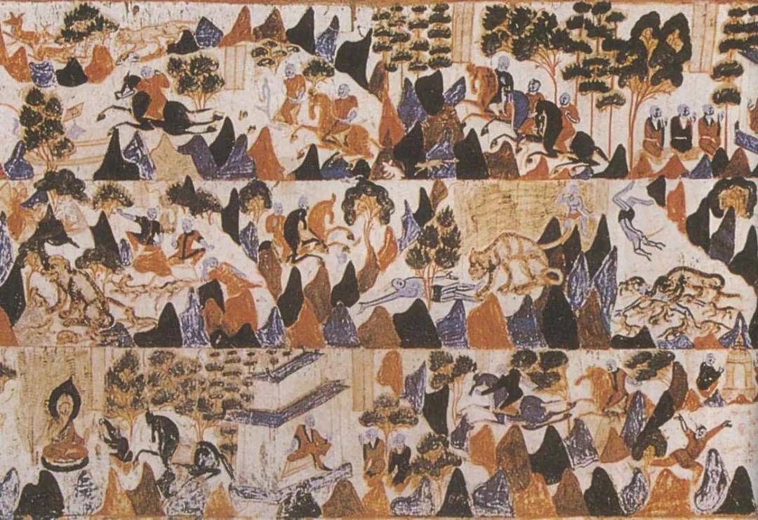 原创《鹿王本生图》无时间顺序对比构图,惩恶扬善,是敦煌壁画的代表