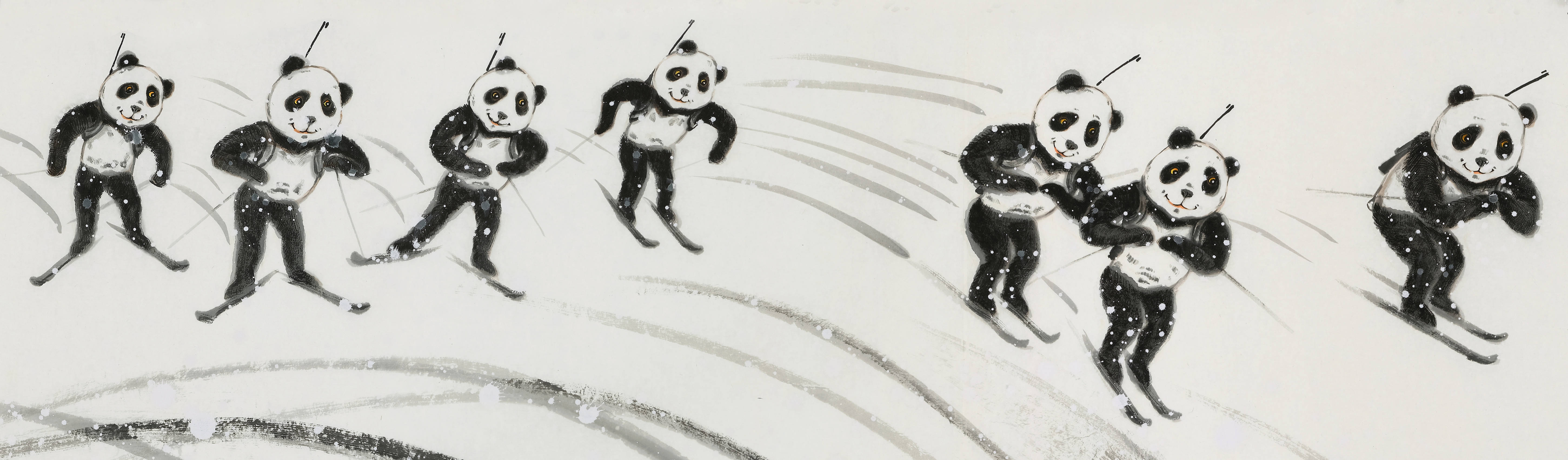 熊猫刘中绘百米长卷赞北京冬奥讲述刘中创作《冰雪国宝万里图》的故事