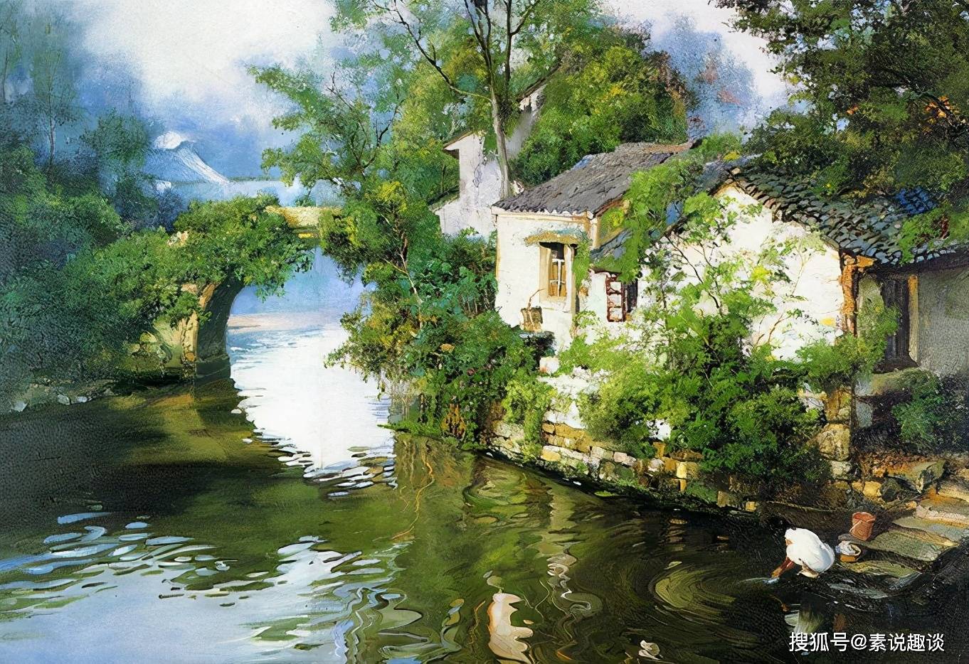 乡村美景油画如诗如画的独特风格别有一番家乡的韵味