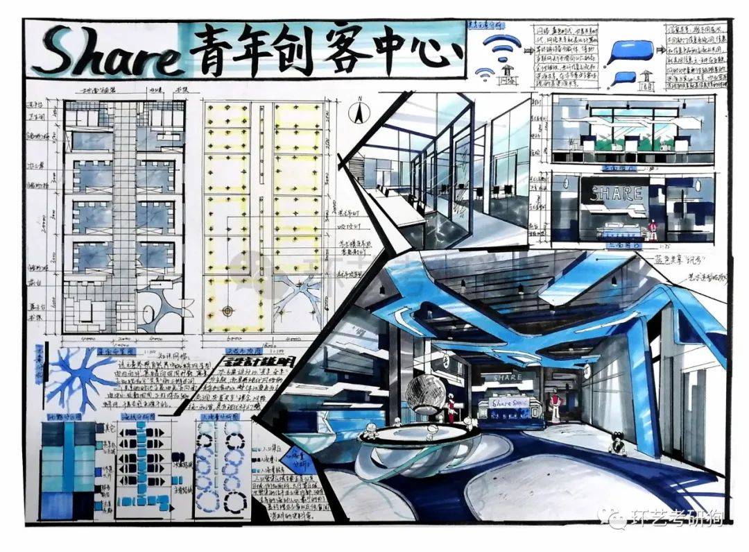 環藝快題丨室內快題優秀作品集錦風暴手繪武漢環藝考研狗