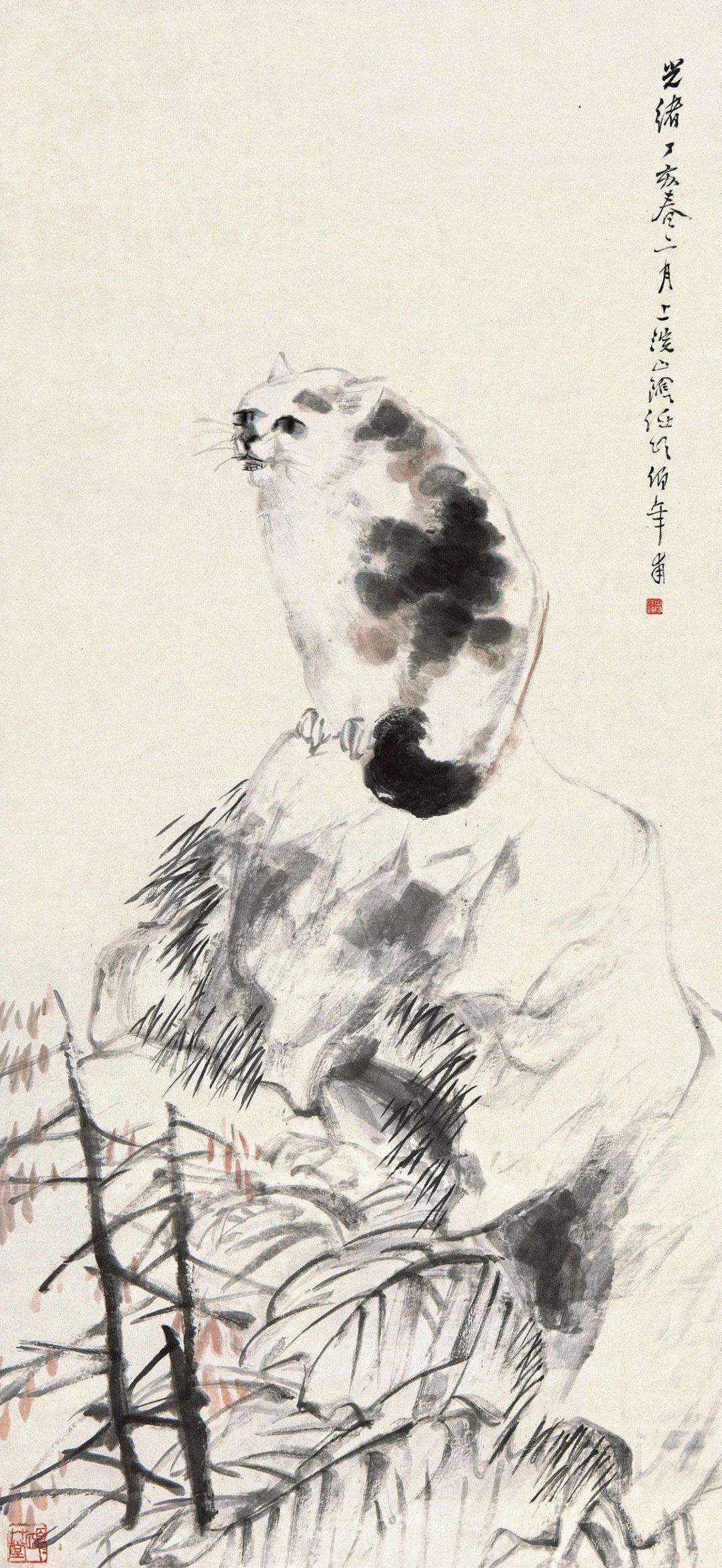 任伯年画的大肥猫,太萌了