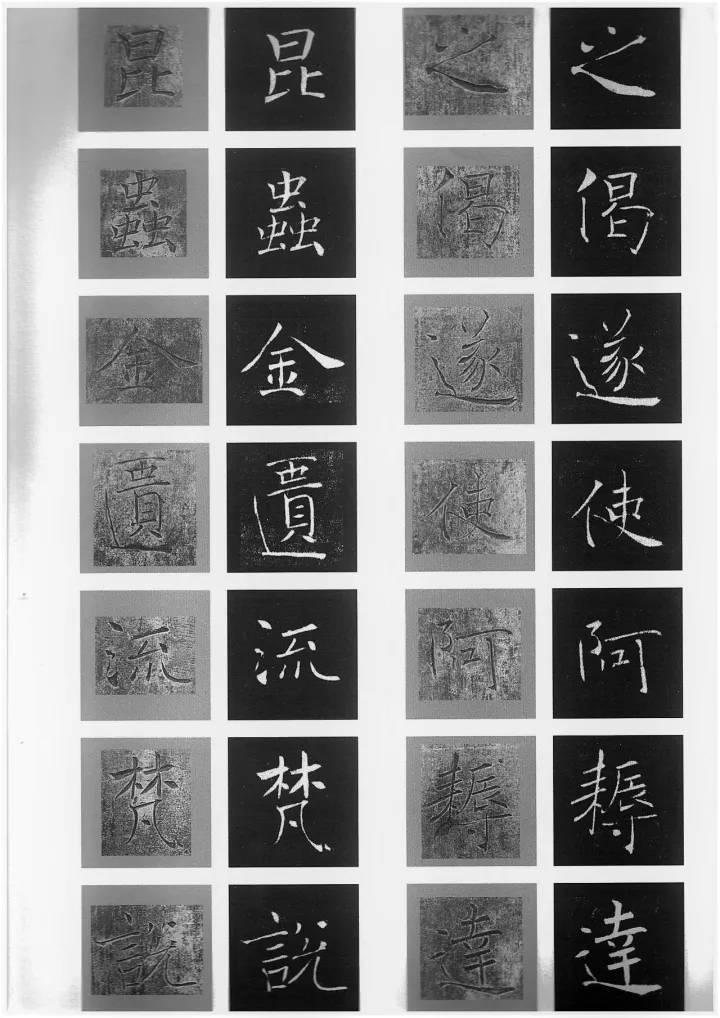 褚遂良《雁塔圣教序》原石与拓本单字_荒金治