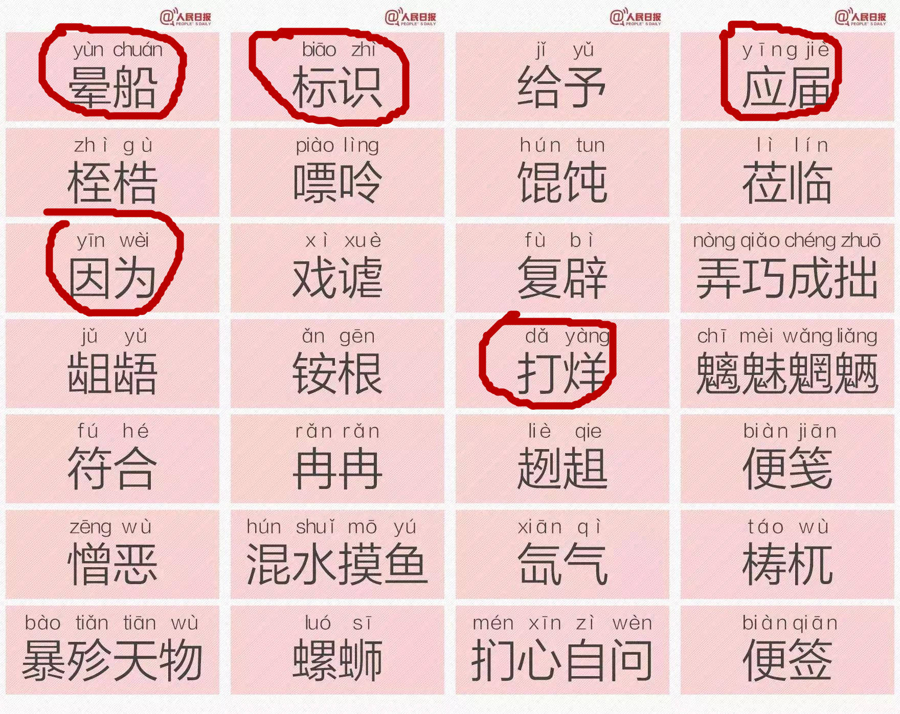 知道因为咋读吗?人民日报公布一批易读错词,你都读对了吗?