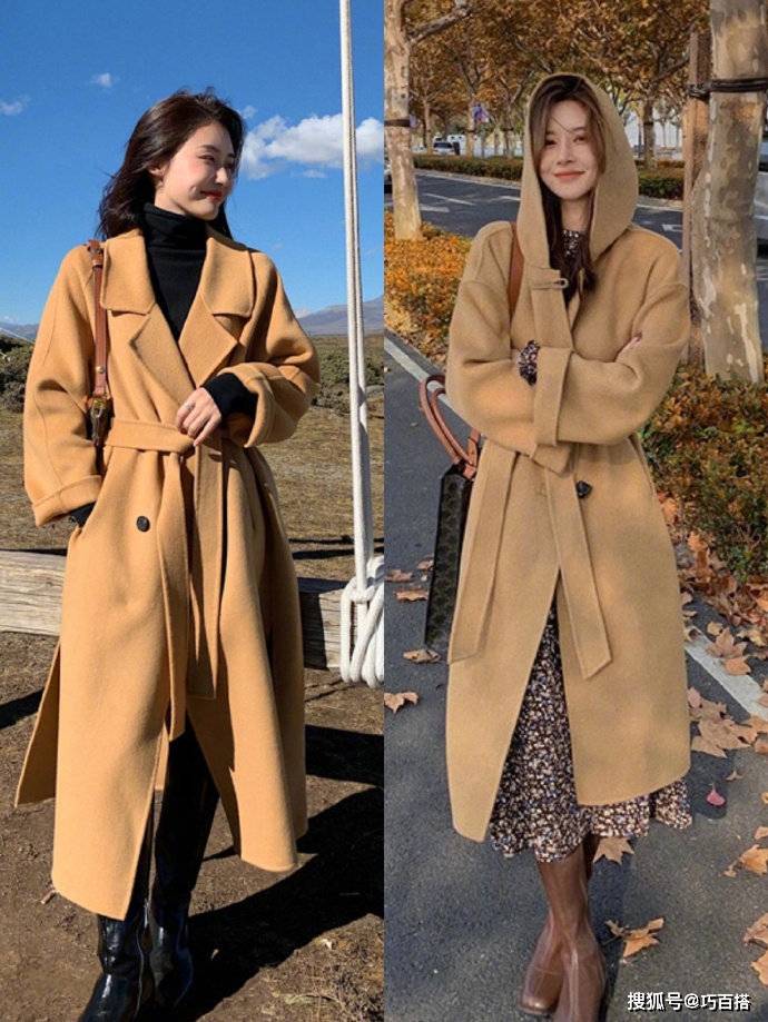 驼色大衣和连衣裙搭配是最省时省力的穿搭,一件内衬轻松解决为选两件