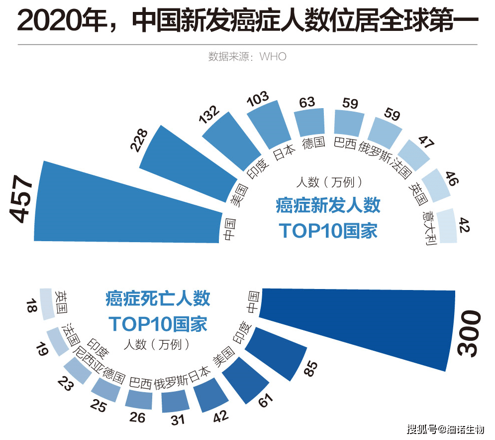 根据who数据显示,2020年全球罹患癌症的总人数达到1929万,死亡人数也