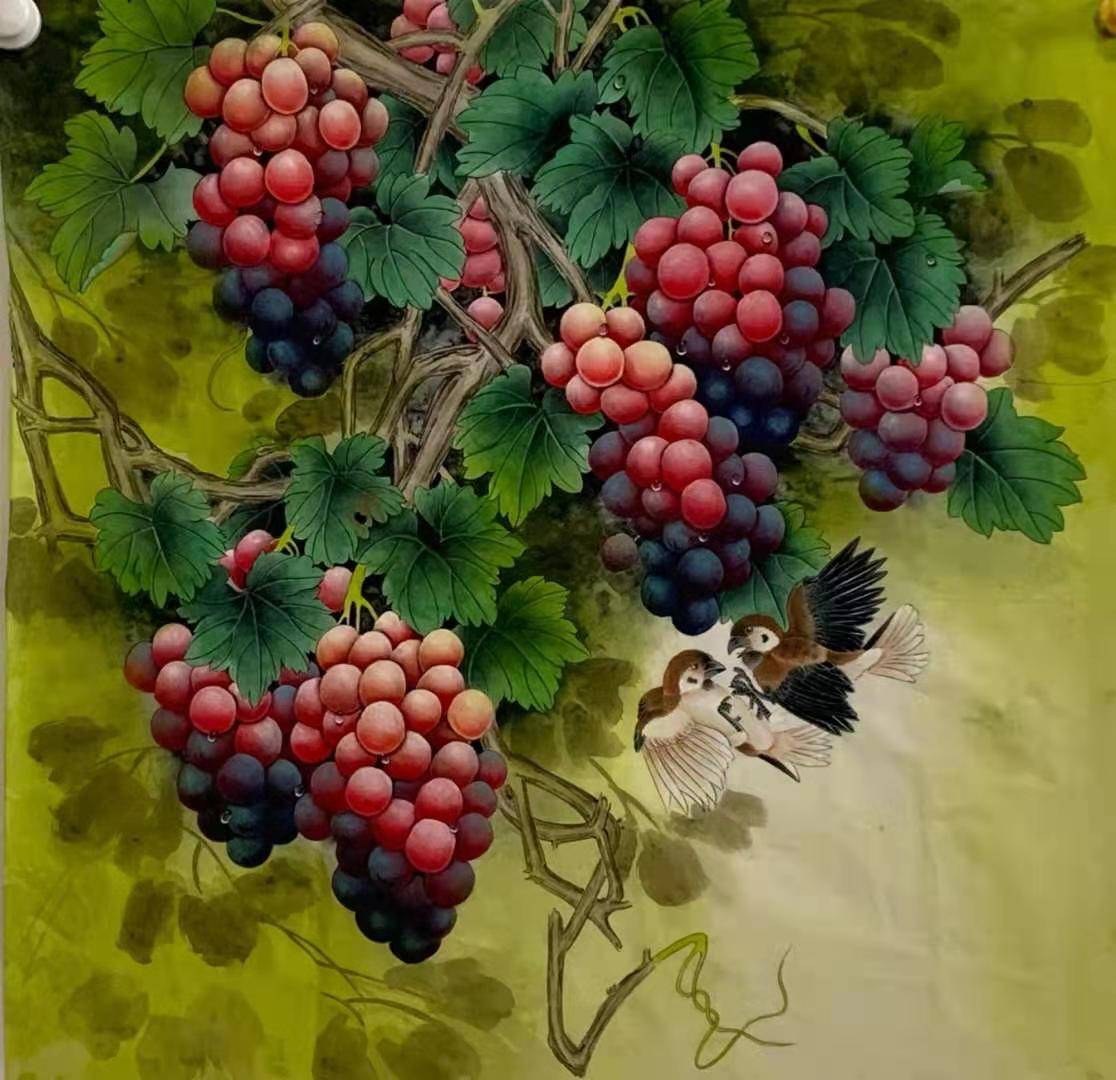 郭万禄当代画葡萄出名的画家工笔葡萄代表作欣赏