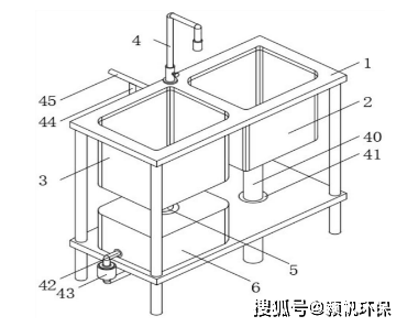 领域,包括支架,所述支架的顶部分别嵌入式连接有第一水槽和第二水槽
