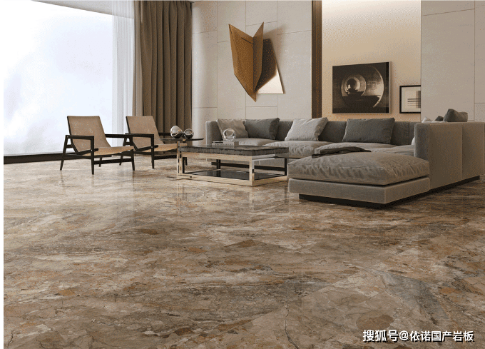 岩板不仅能做背景墙 750x1500mm岩板铺地比瓷砖还耐用 大小户型都能用