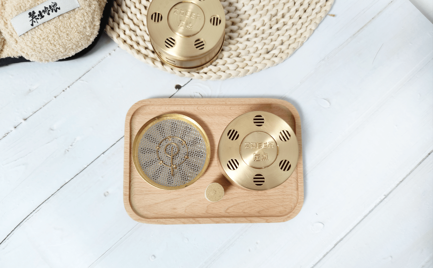 把艾随身携带旋转风口无烟艾灸左点新品铜盒艾灸盒体验