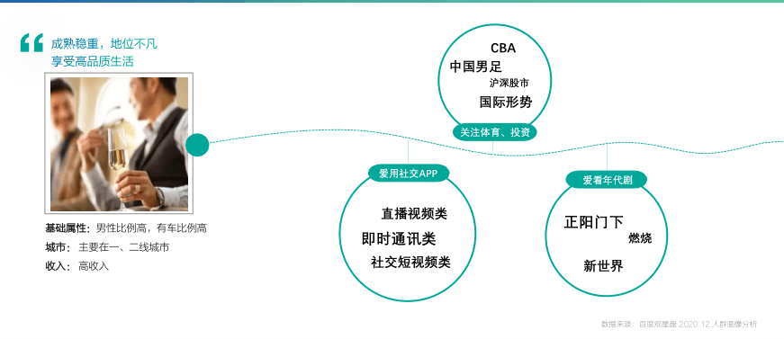 畫像主要是成功人士,購車的主要訴求是社交場合的應酬以及對於品牌的